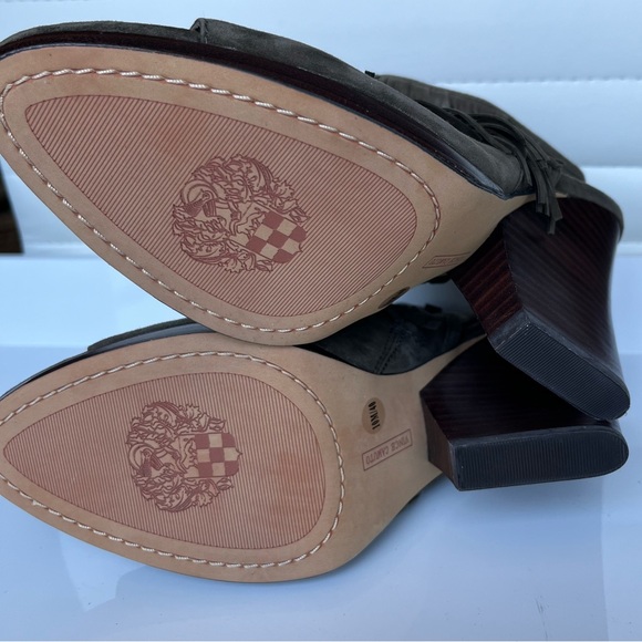 Vince Camuto Women's Jadon Fringe Peep Toe Ankle Booties in Olive Green 10 - Picture 14 of 16